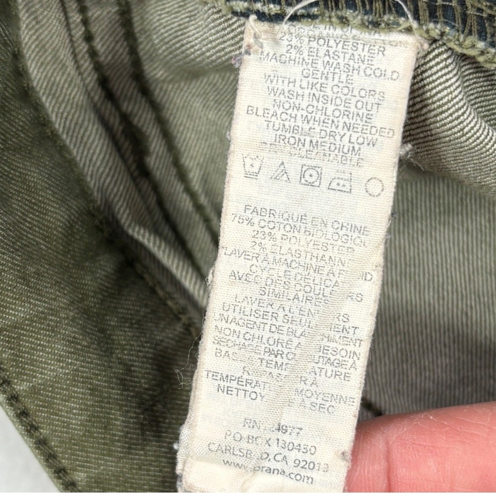 Prana Jeans Womens 4/27 Olive Green Slim Straight Leg Stretch Denim Pants - Picture 10 of 11